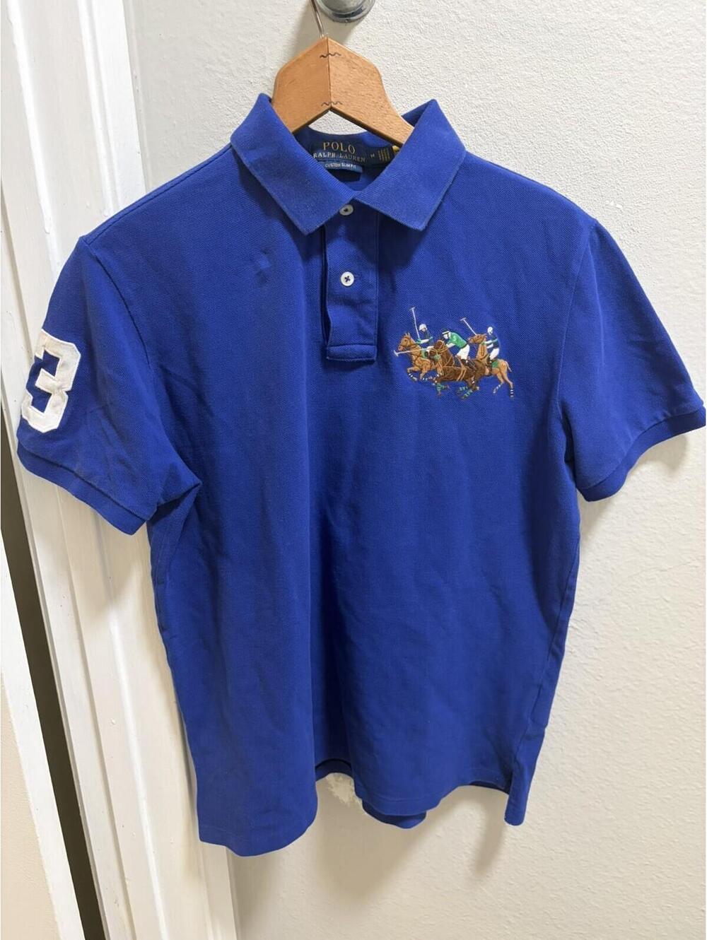 Polo Ralph Lauren Triple Pony Polo Custom Slim Sz M Navy